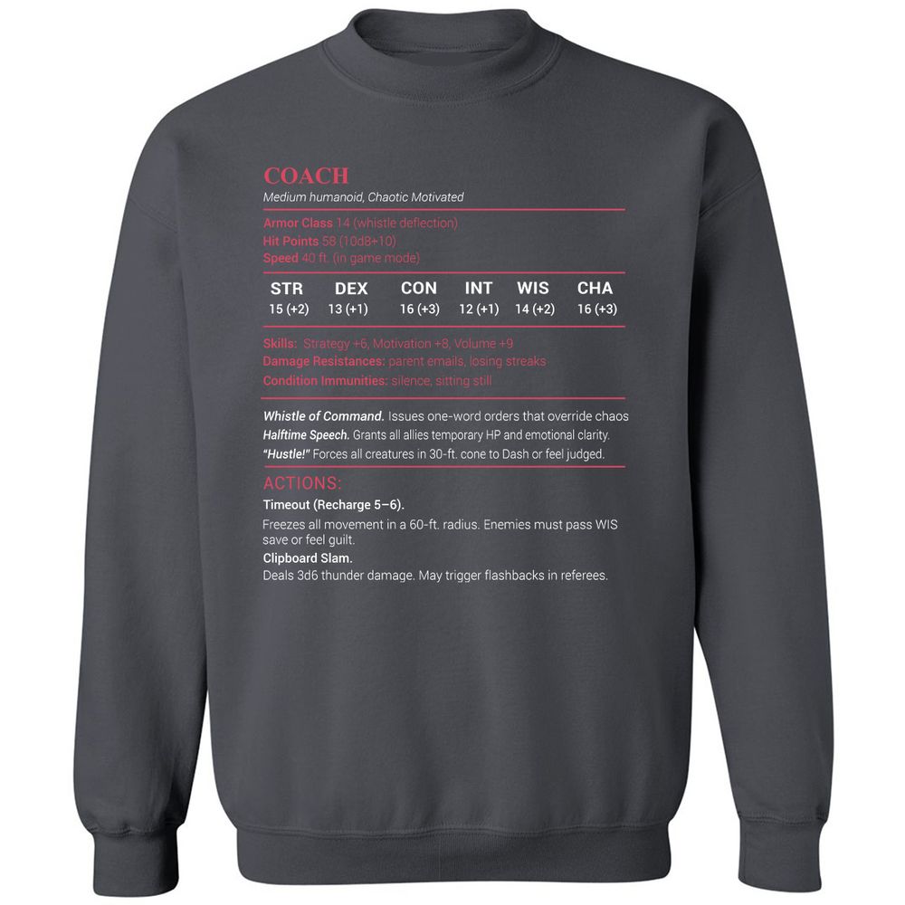 Coach Stats Classic Unisex Sweatshirt - Charcoal - 7
