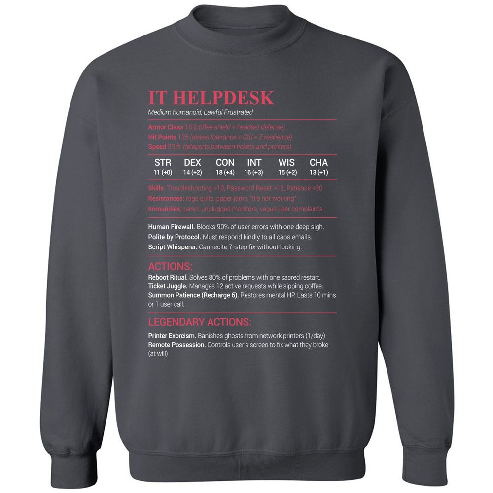 IT Helpdesk Classic Unisex Sweatshirt - Charcoal - 7