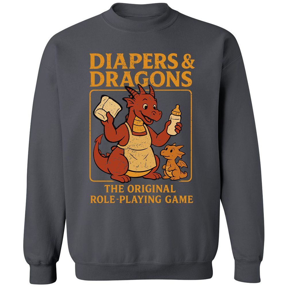 Diapers & Dragons Classic Unisex Sweatshirt - Charcoal - 7