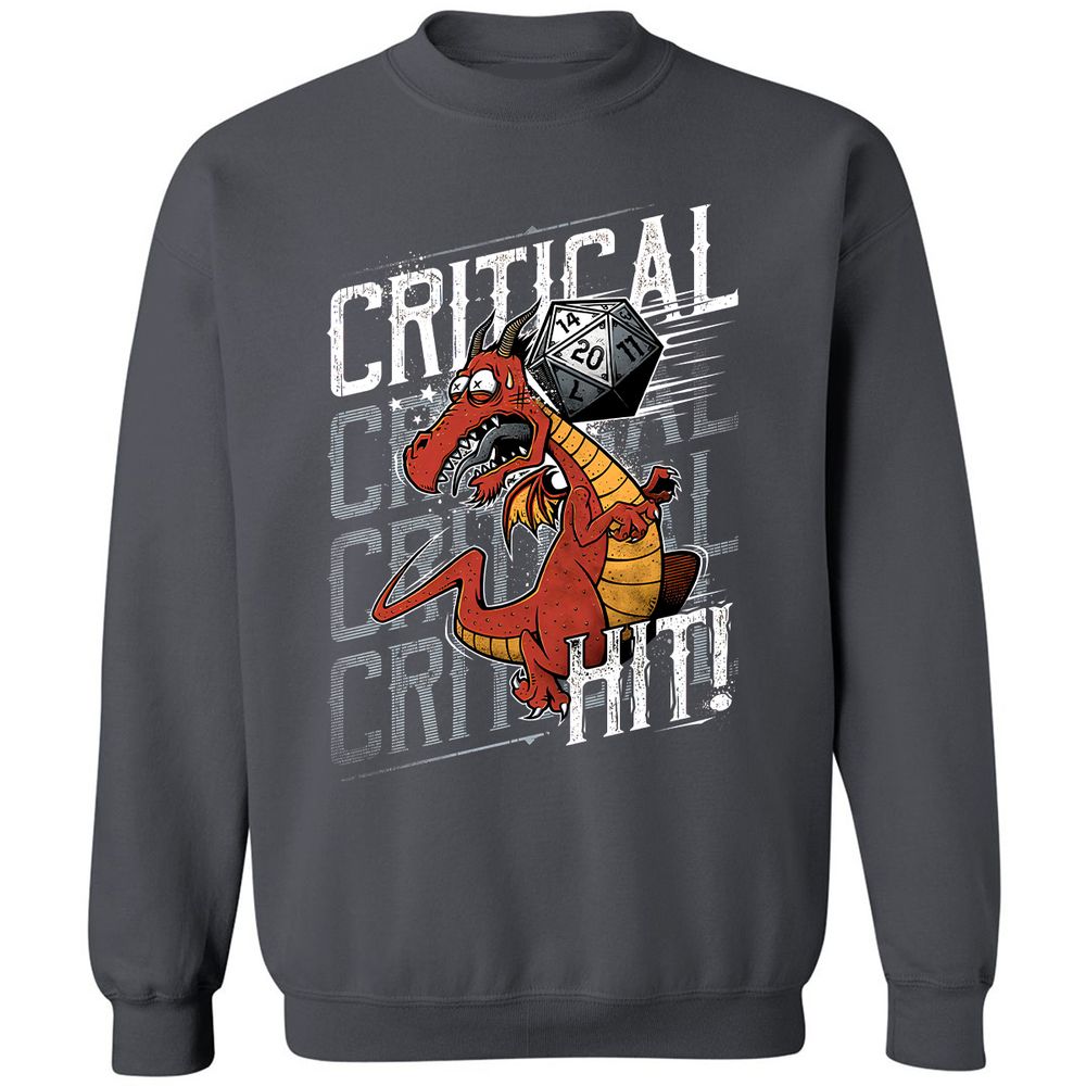 Funny Dragon Critical Hit Classic Unisex Sweatshirt - Charcoal - 7