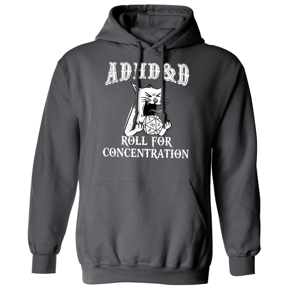 Cat ADHD&D Roll For Concentration Classic Unisex Hoodie - Charcoal - 7