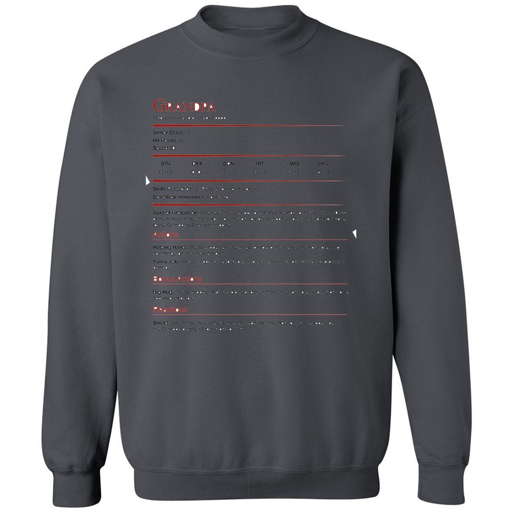 Grandpa Stat Block Classic Unisex Sweatshirt - Charcoal - 7