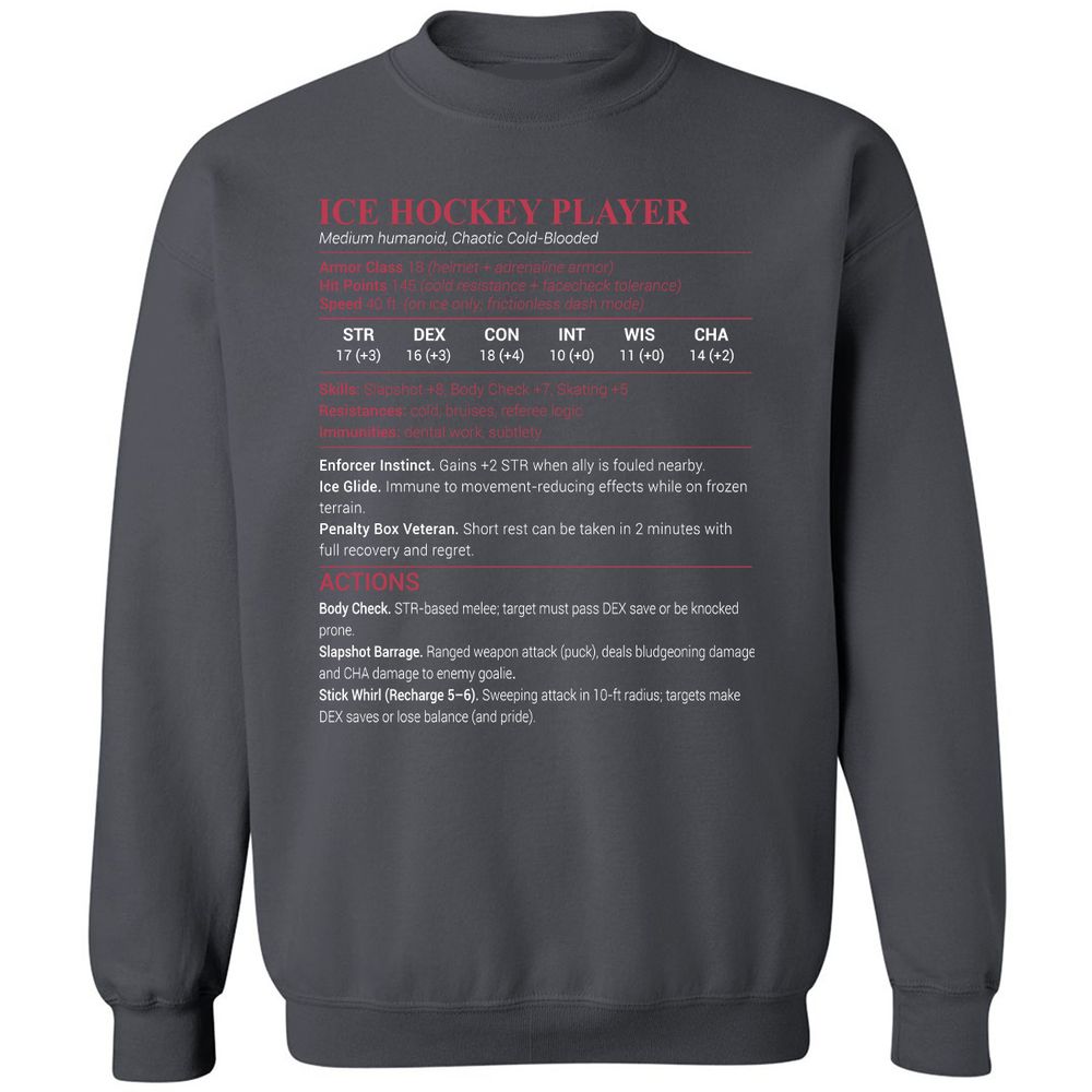 Ice Hockey Player Classic Unisex Sweatshirt - Charcoal - 7
