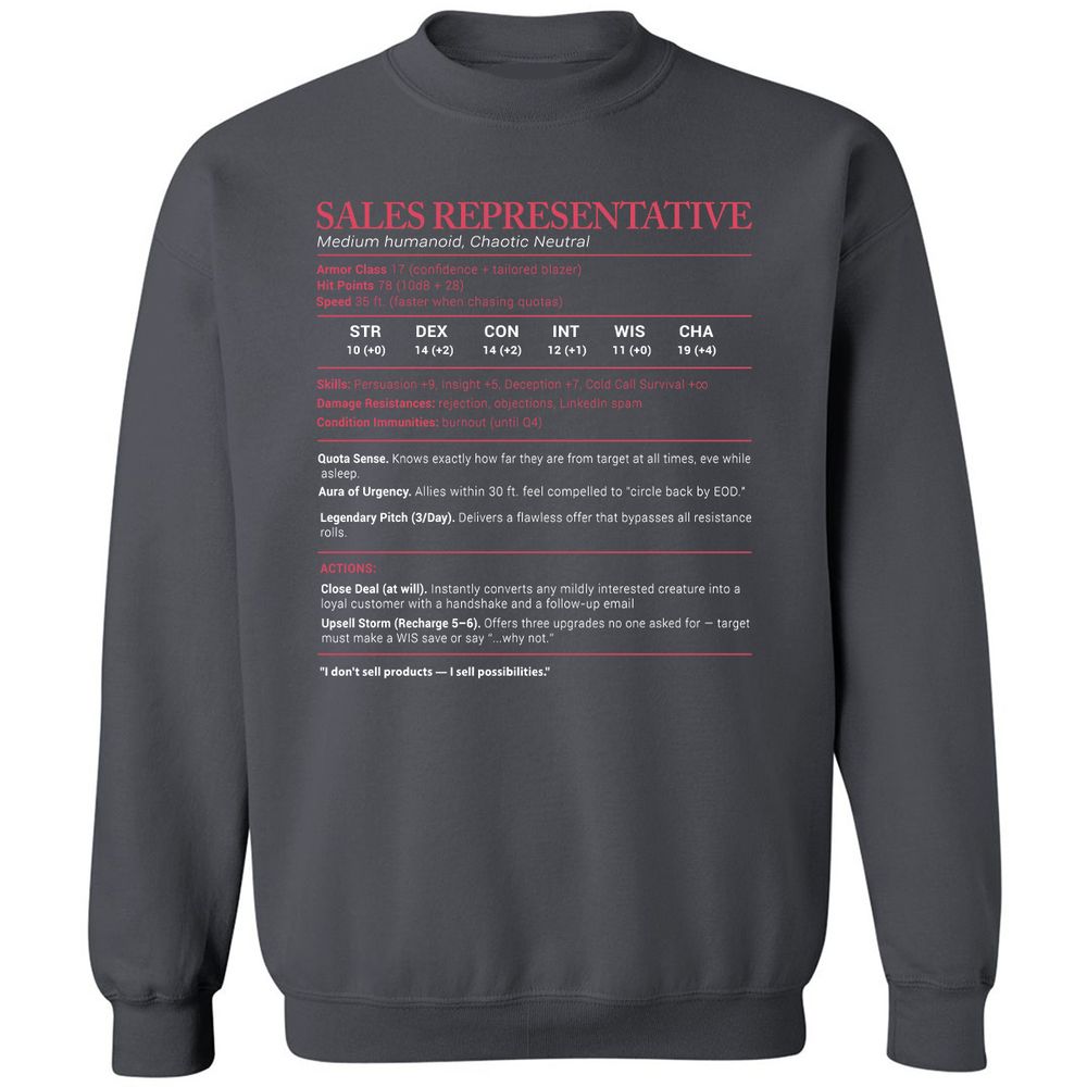 Sales Presentative Stats Classic Unisex Sweatshirt - Charcoal - 7