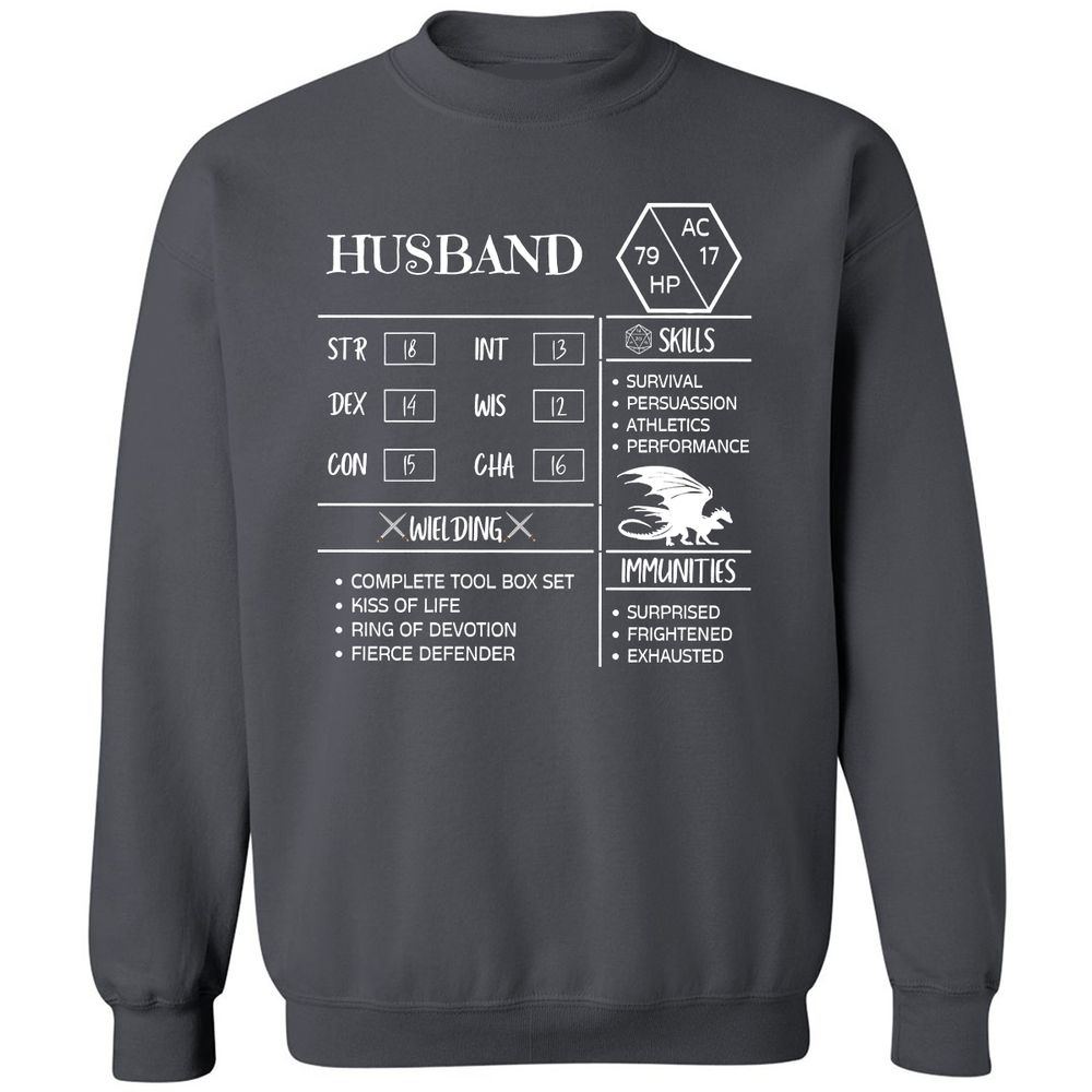 Husband Stats 2 Classic Unisex Sweatshirt - Charcoal - 7