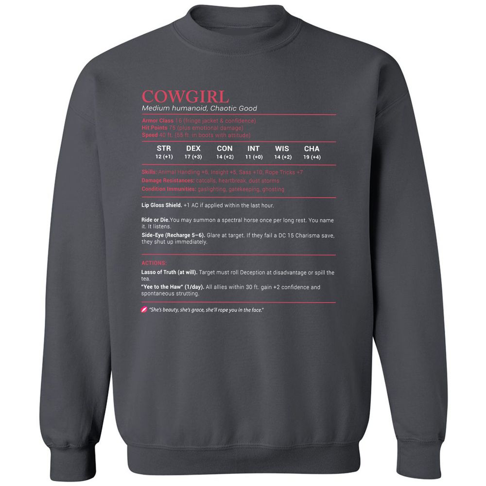 Cowgirl Stats Classic Unisex Sweatshirt - Charcoal - 7