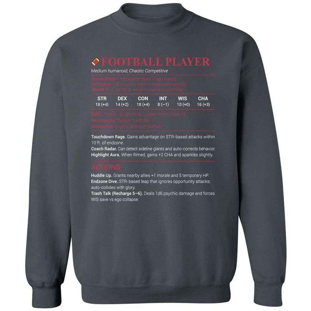 Football Player Classic Unisex Sweatshirt - Charcoal - 7