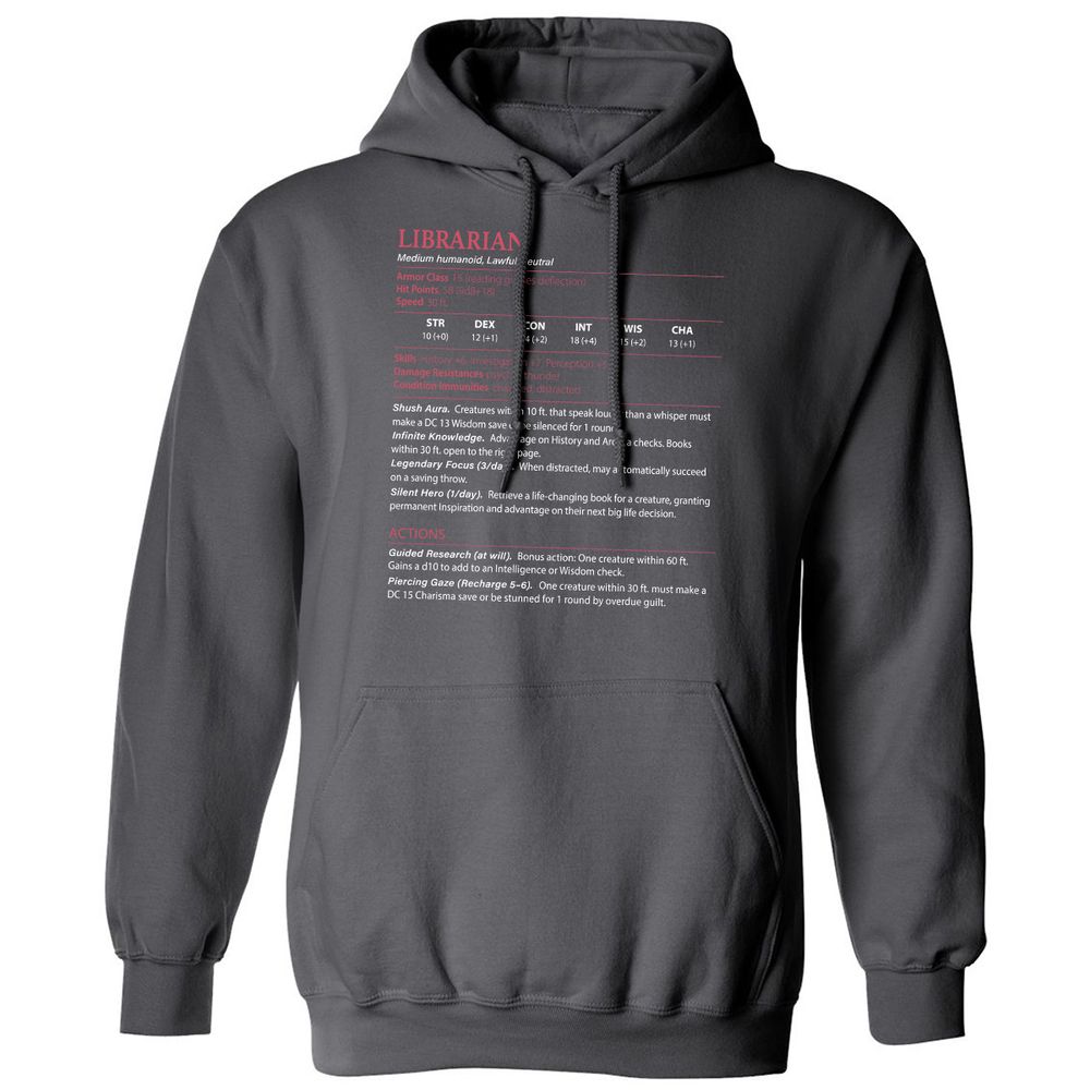 Librarian Stats Classic Unisex Hoodie - Charcoal - 7