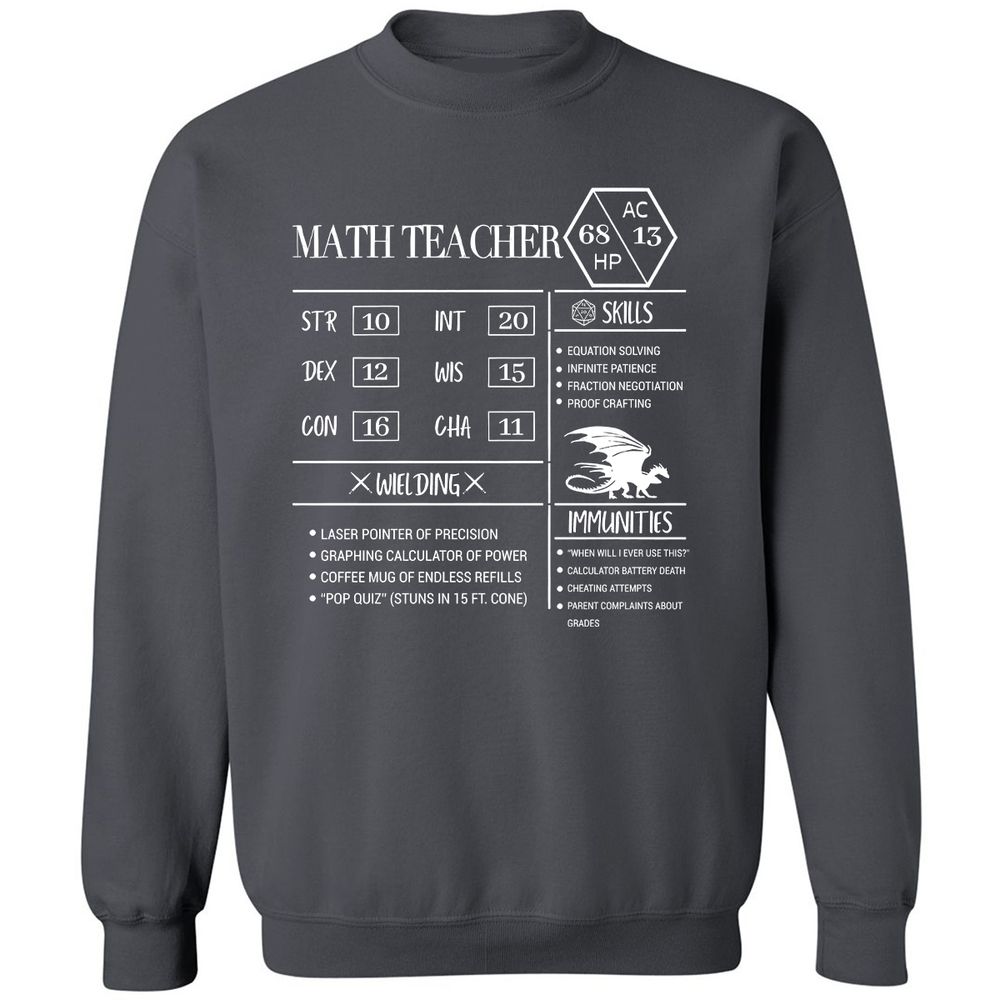 Math Teacher New Classic Unisex Sweatshirt - Charcoal - 7