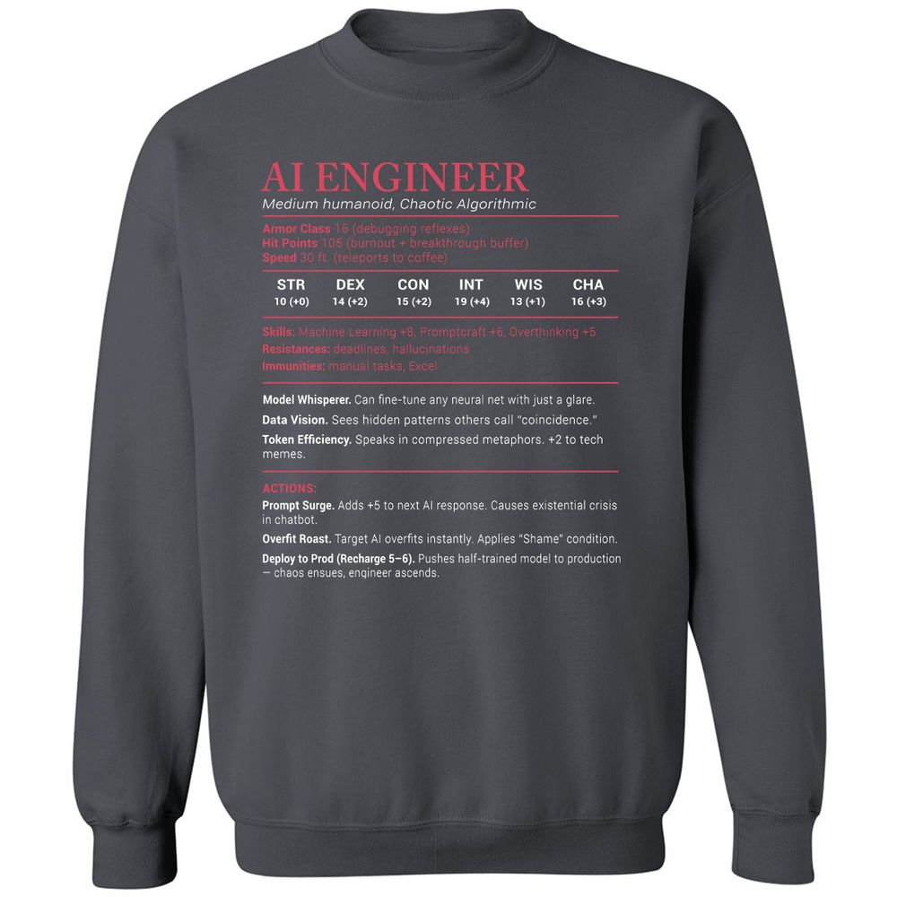 AI Engineer Stats Classic Unisex Sweatshirt - Charcoal - 7