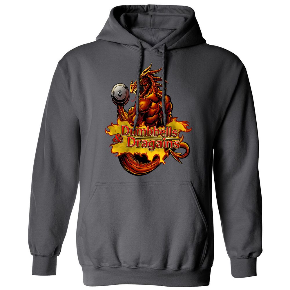 Dumbbells & Dragains Classic Unisex Hoodie - Charcoal - 7