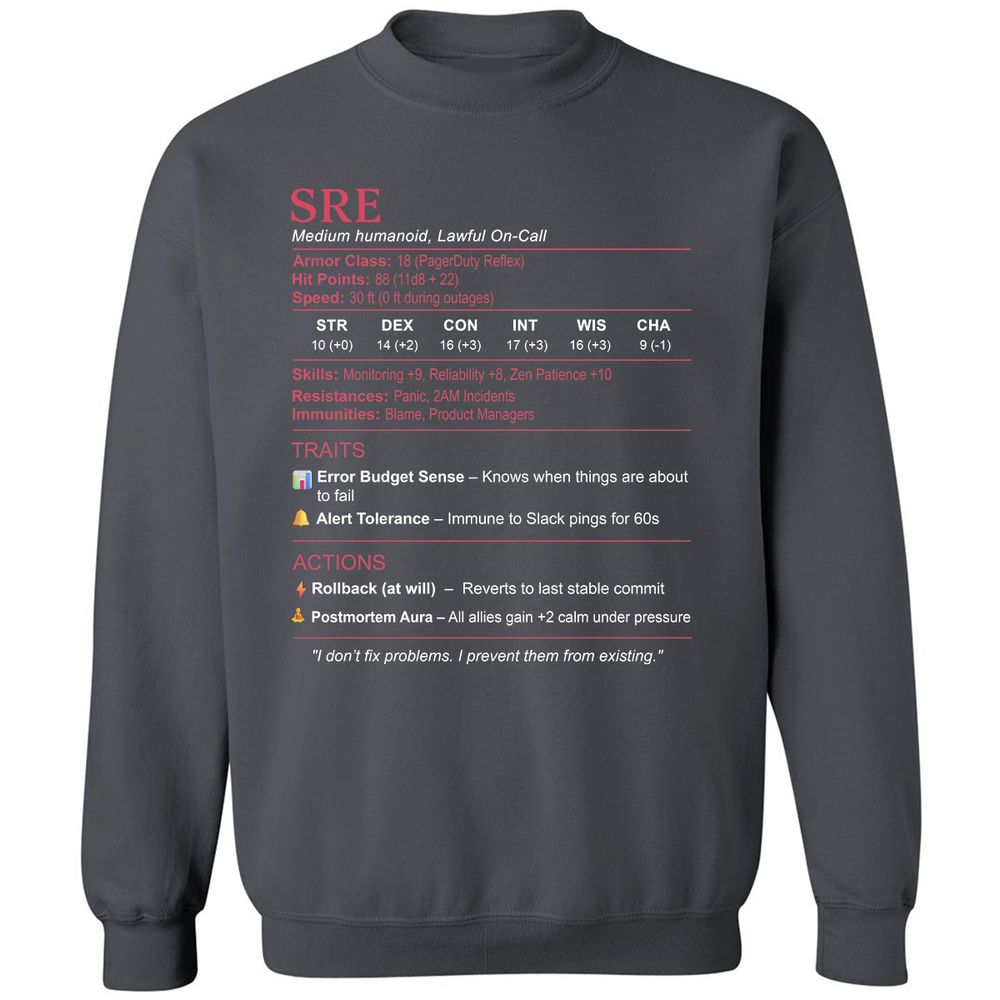 SRE Stats Classic Unisex Sweatshirt - Charcoal - 7