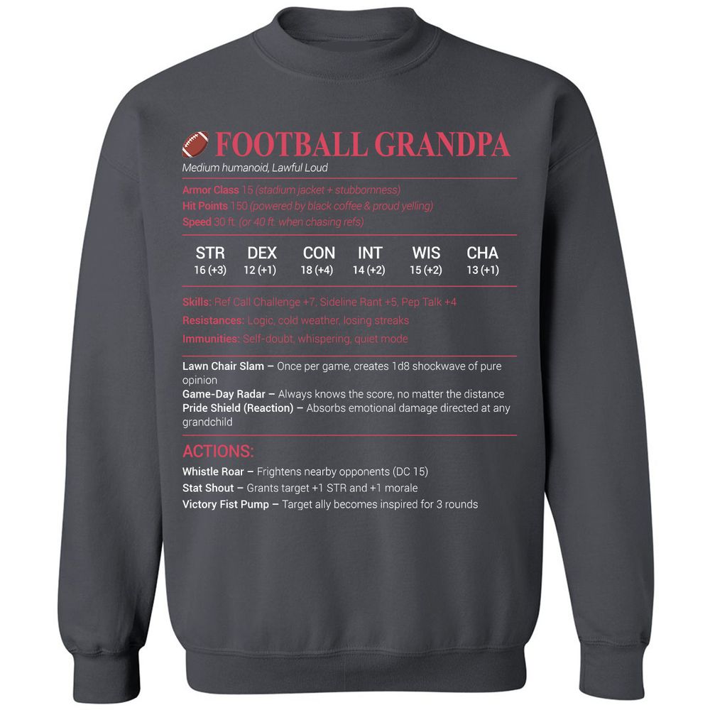 Football Grandpa Classic Unisex Sweatshirt - Charcoal - 7