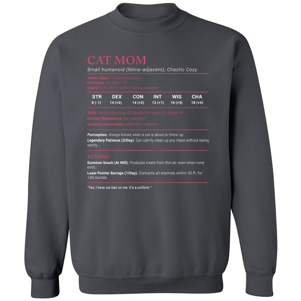 Cat Mom Stats Classic Unisex Sweatshirt - Charcoal - 7