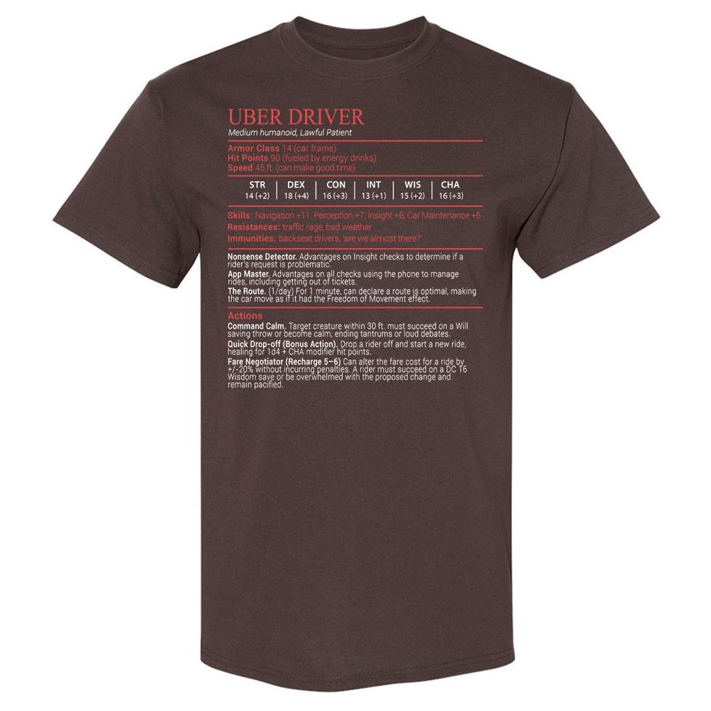Uber Driver Stats Block Classic Unisex T-Shirt - Dark Chocolate - 7