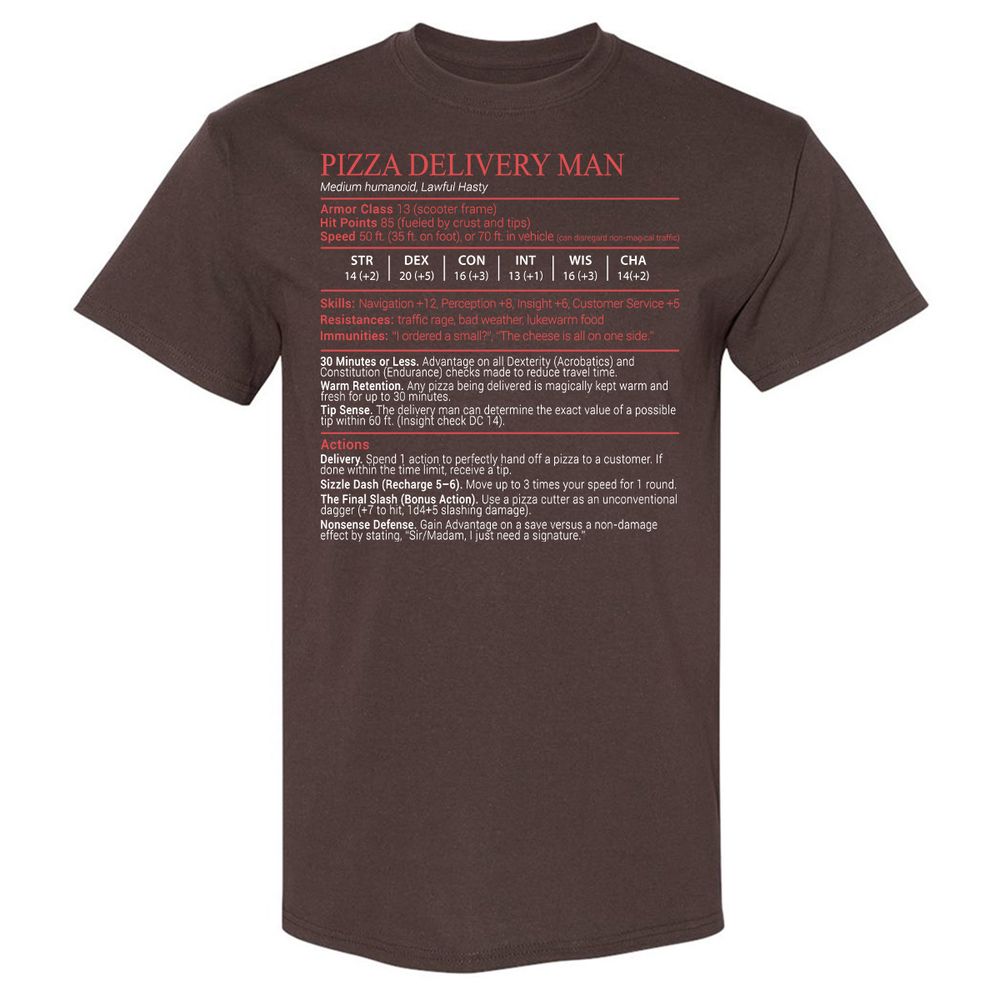 Pizza Delivery Man Stats Block - Dark Chocolate - 7
