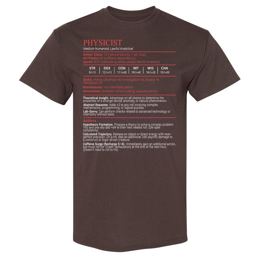 Physicist Stats Block - Dark Chocolate - 7