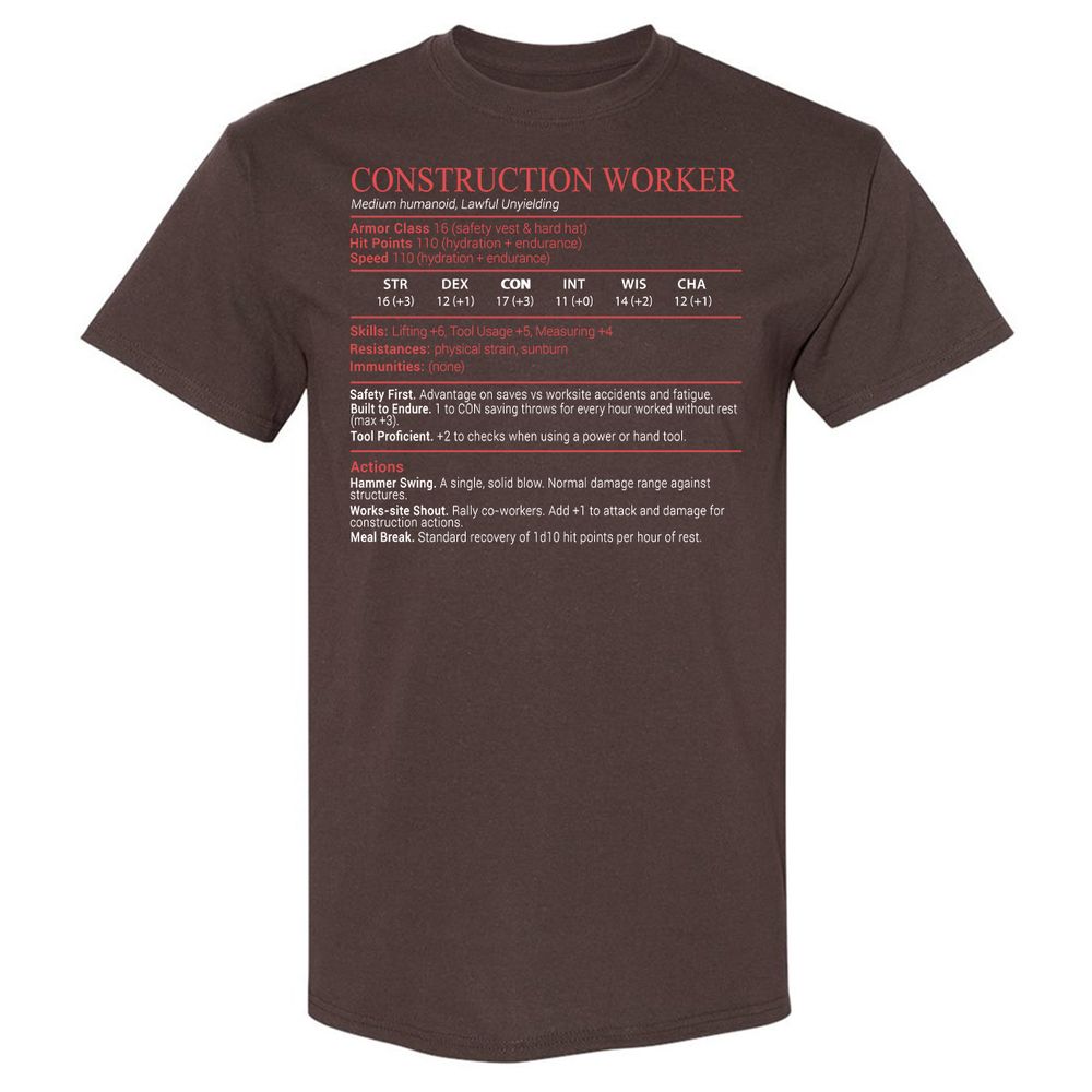 Construction Worker Stats Block - Dark Chocolate - 7