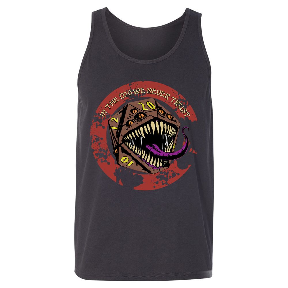 In The D20 We Never Trust Unisex Jersey Tank - Dark Grey - 7