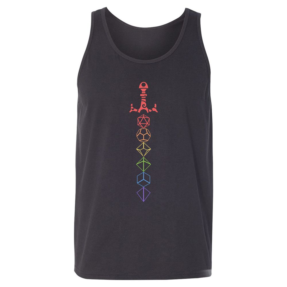 Rainbow Dice Sword LGBT Unisex Jersey Tank - Dark Grey - 7