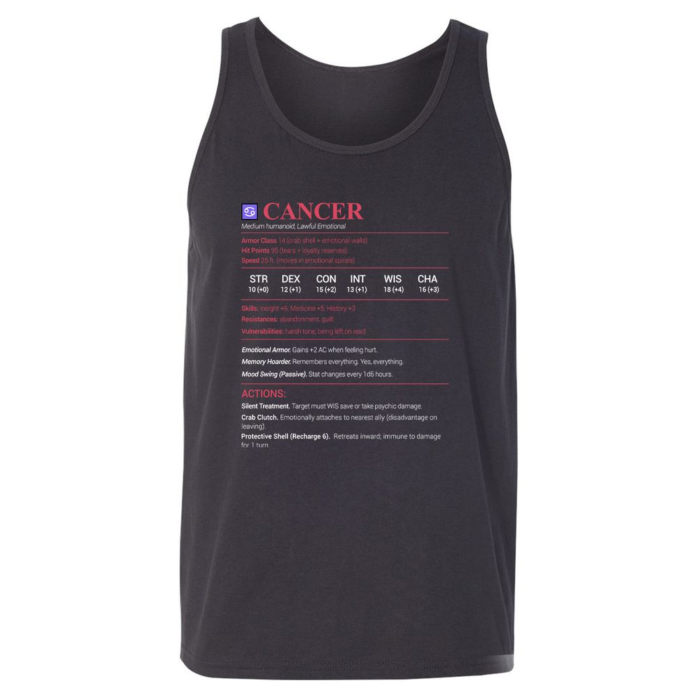 Cancer Stats Unisex Jersey Tank - Dark Grey - 7