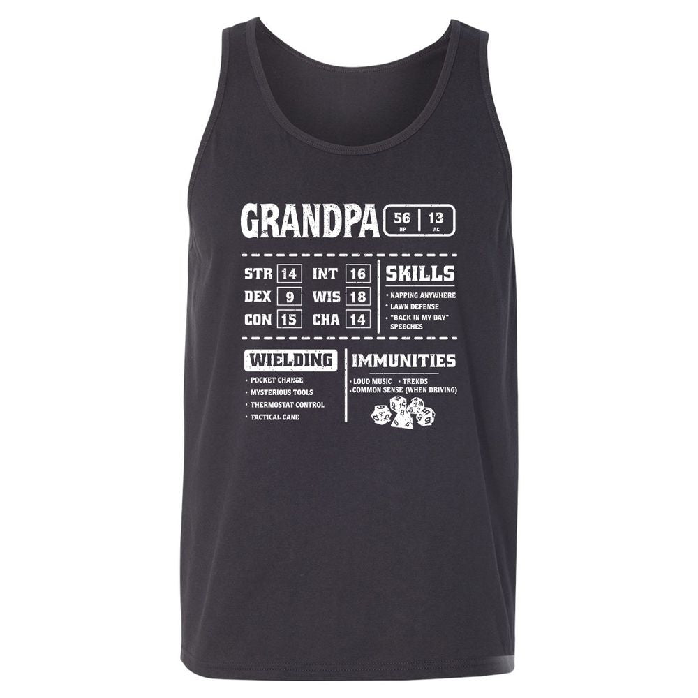 Grandpa Stats 2 Unisex Jersey Tank - Dark Grey - 7