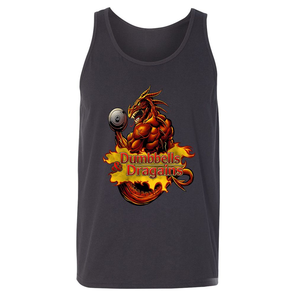 Dumbbells & Dragains Unisex Jersey Tank - Dark Grey - 7