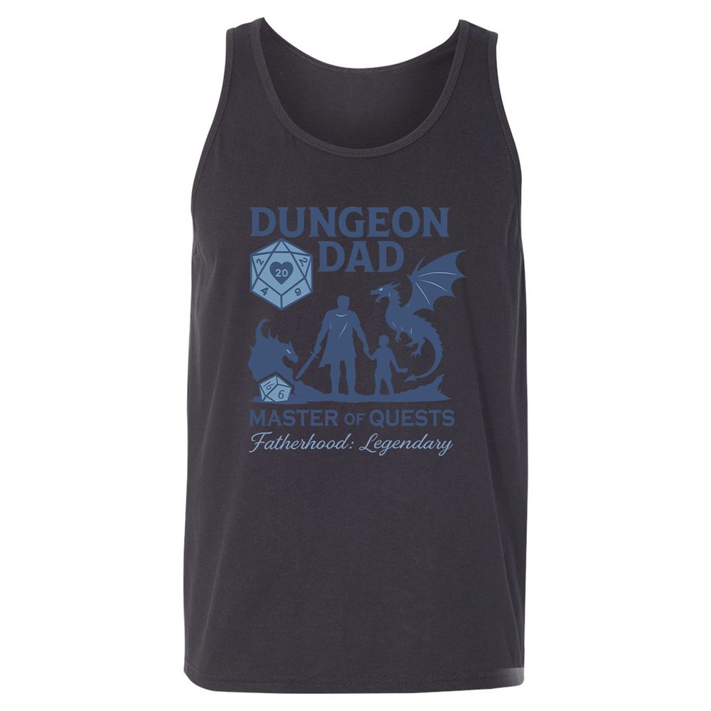 Dungeon Dad Master Of Quests Unisex Jersey Tank - Dark Grey - 7