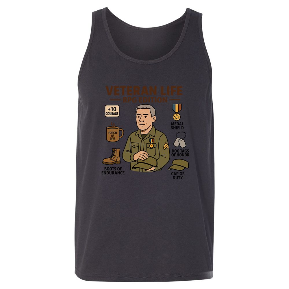 Veteran Life RPG Edition Unisex Jersey Tank - Dark Grey - 7