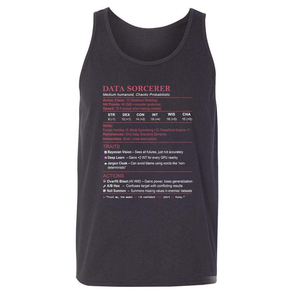 Data Scientist Stats (Data Sorcerer) Unisex Jersey Tank - Dark Grey - 7