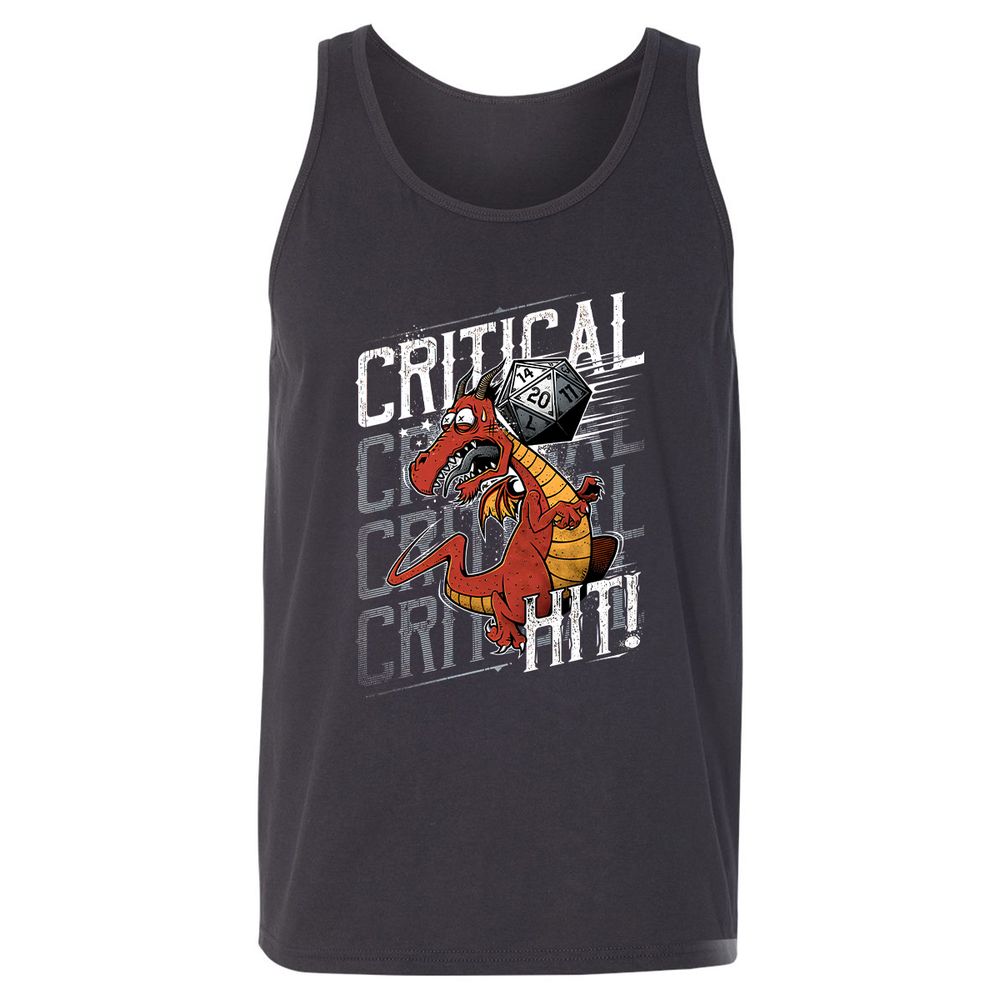 Funny Dragon Critical Hit Unisex Jersey Tank - Dark Grey - 7