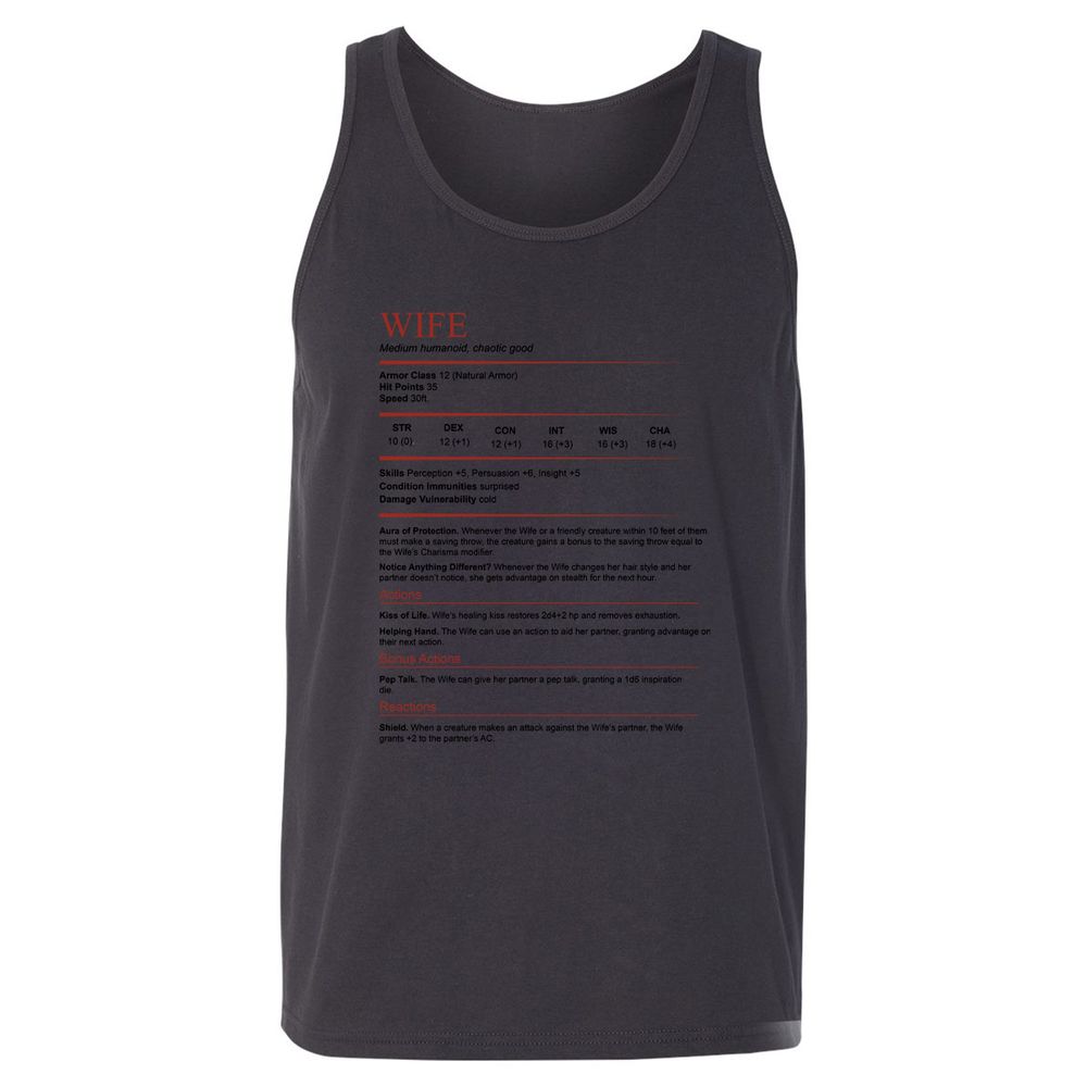 Wife White Unisex Jersey Tank - Dark Grey - 7