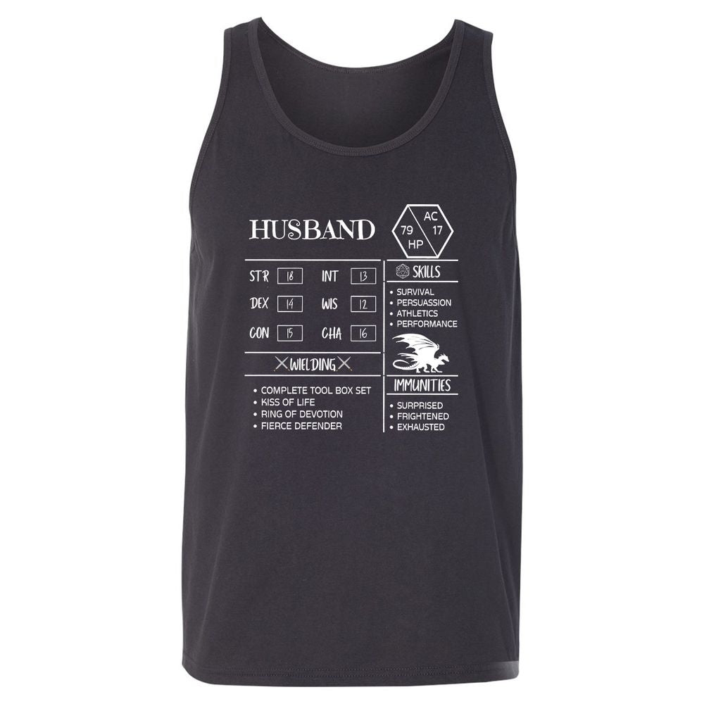 Husband Stats 2 Unisex Jersey Tank - Dark Grey - 7