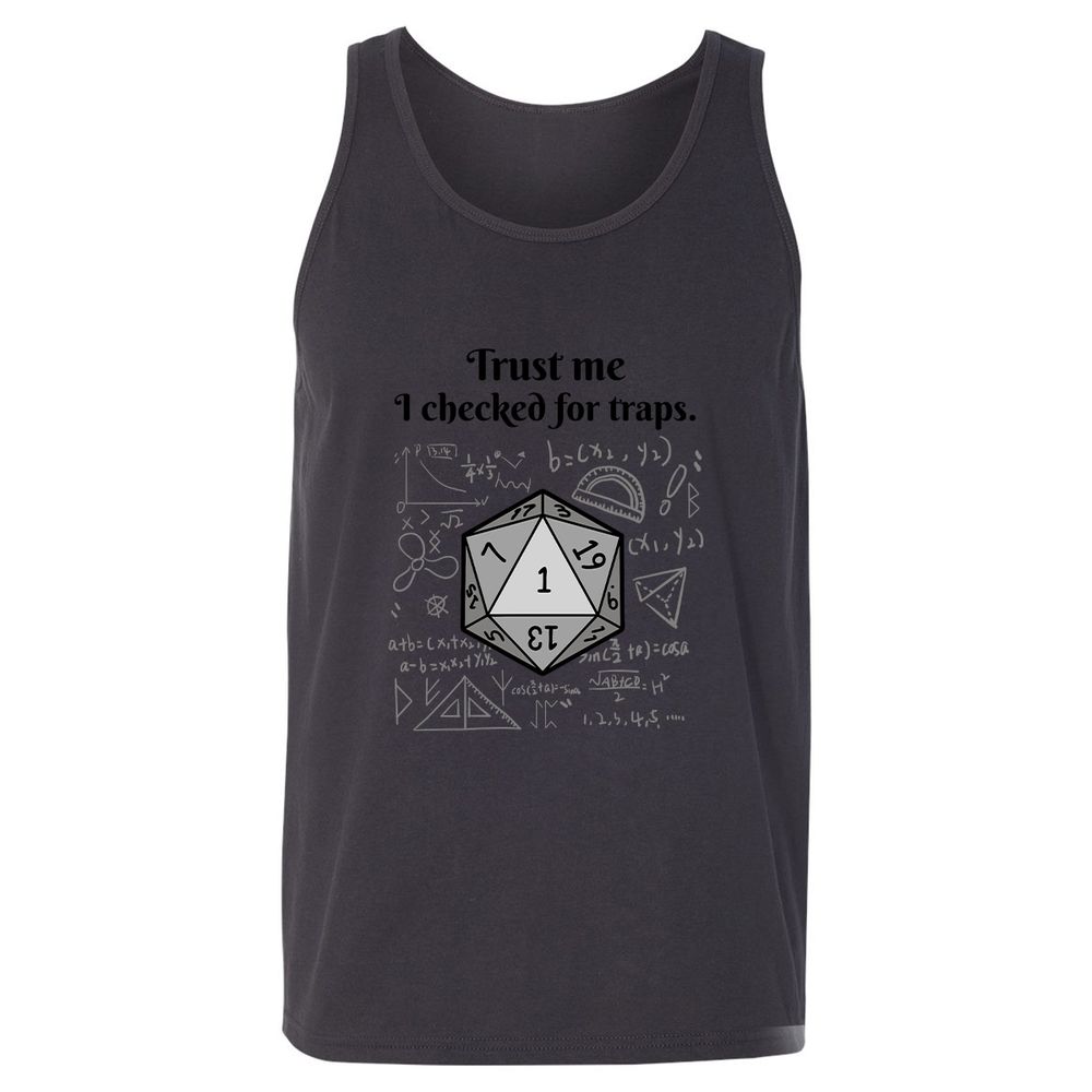 Trust me, I checked for traps. Unisex Jersey Tank - Dark Grey - 7