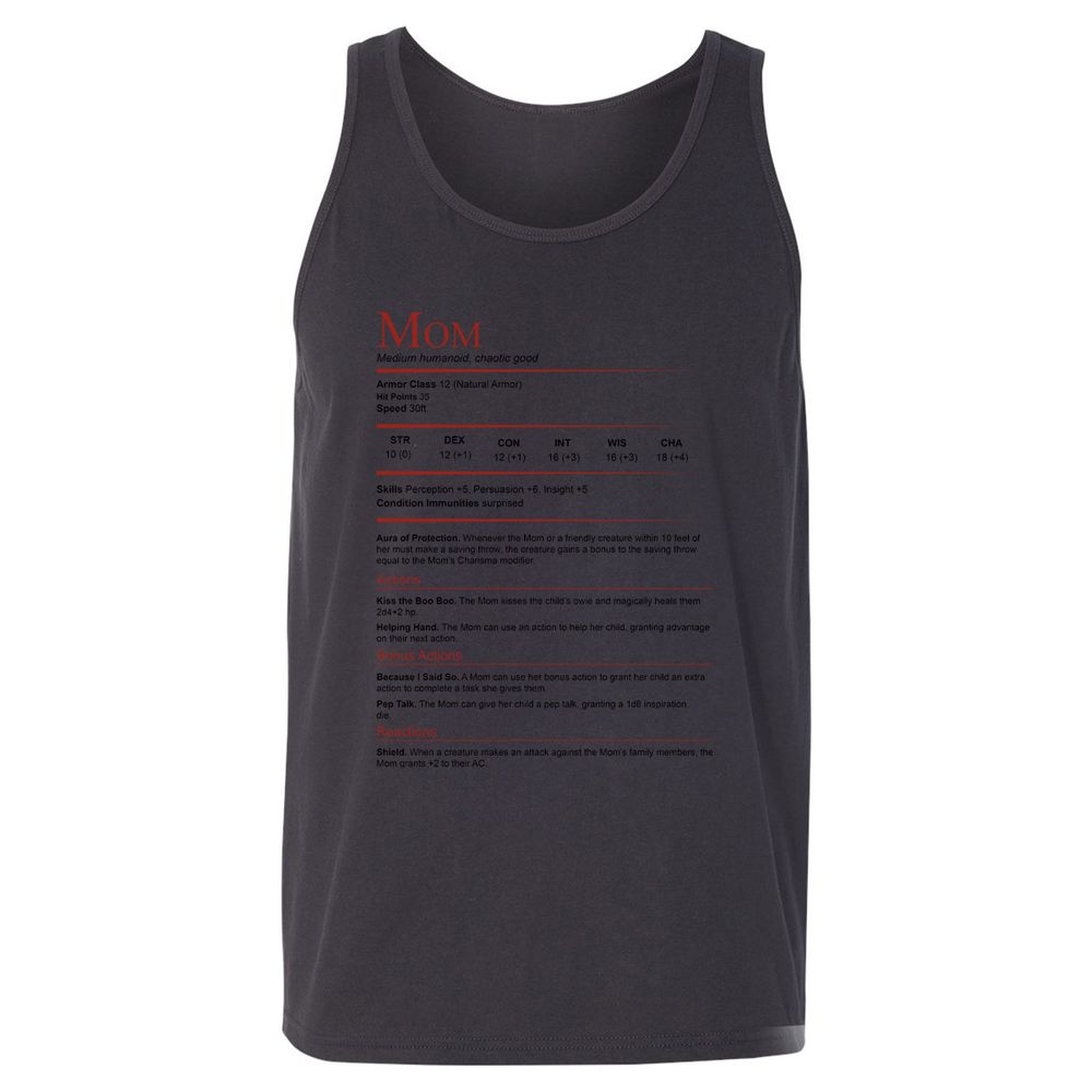 Mom Stats Unisex Jersey Tank - Dark Grey - 7