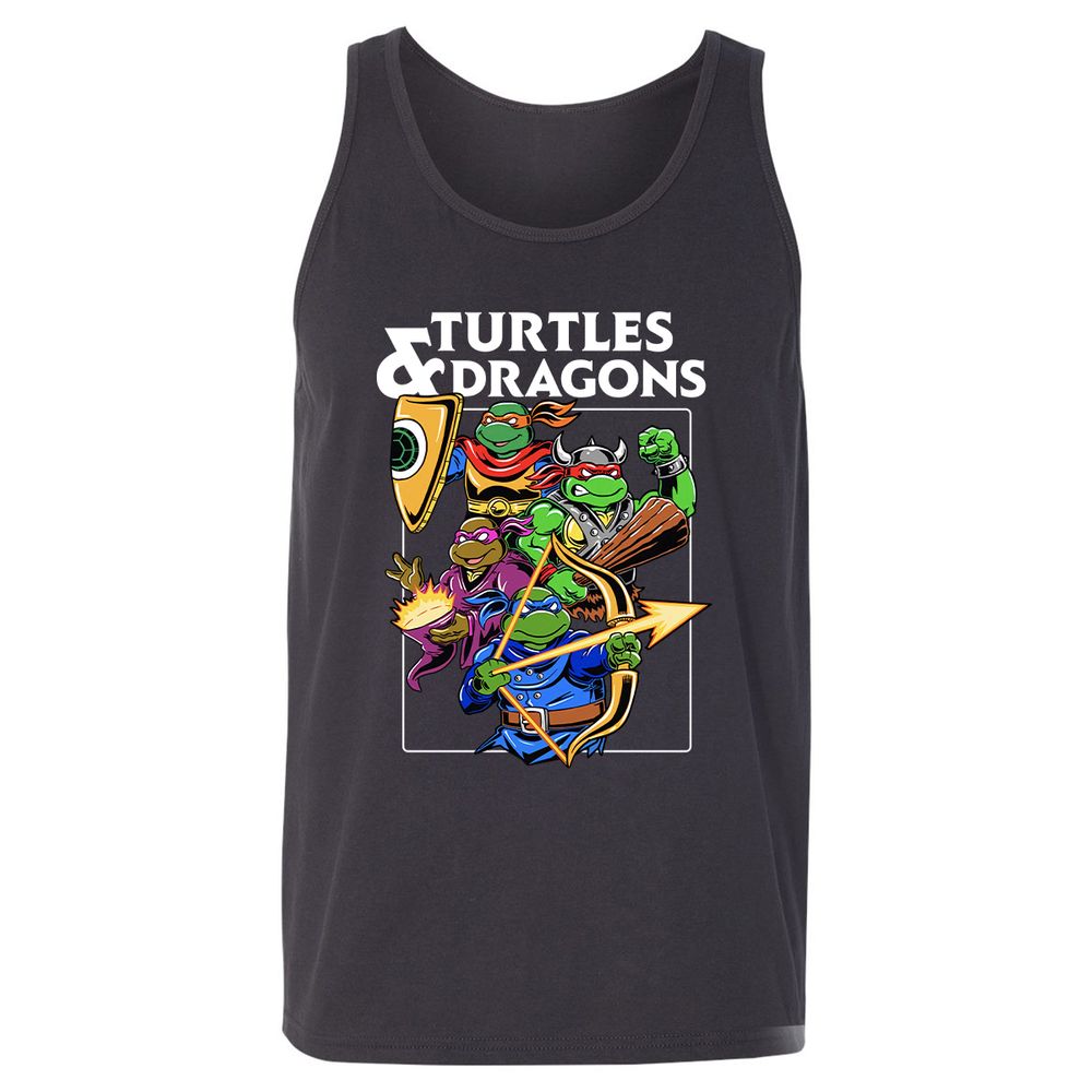 Turtles & Dragons Unisex Jersey Tank - Dark Grey - 7