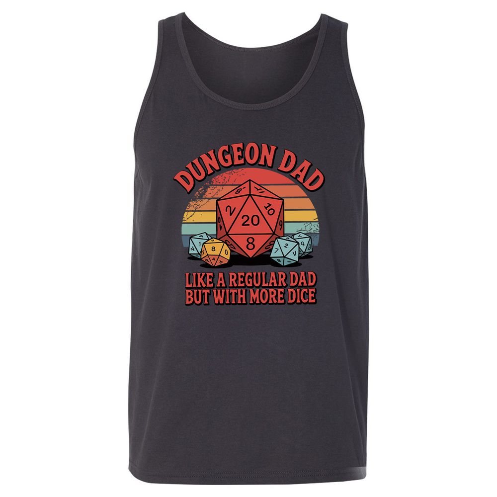 Dungeon Dad With More Dice Unisex Jersey Tank - Dark Grey - 7