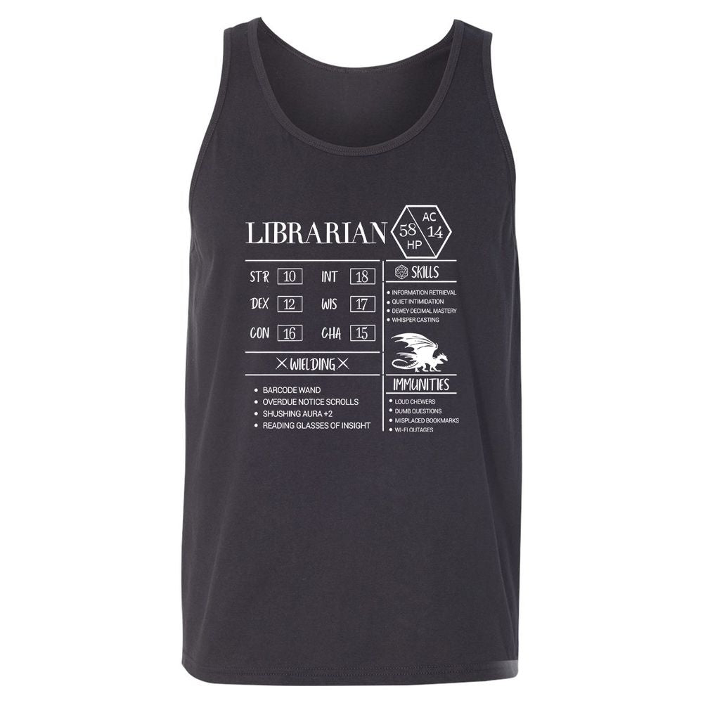 Librarian New Unisex Jersey Tank - Dark Grey - 7