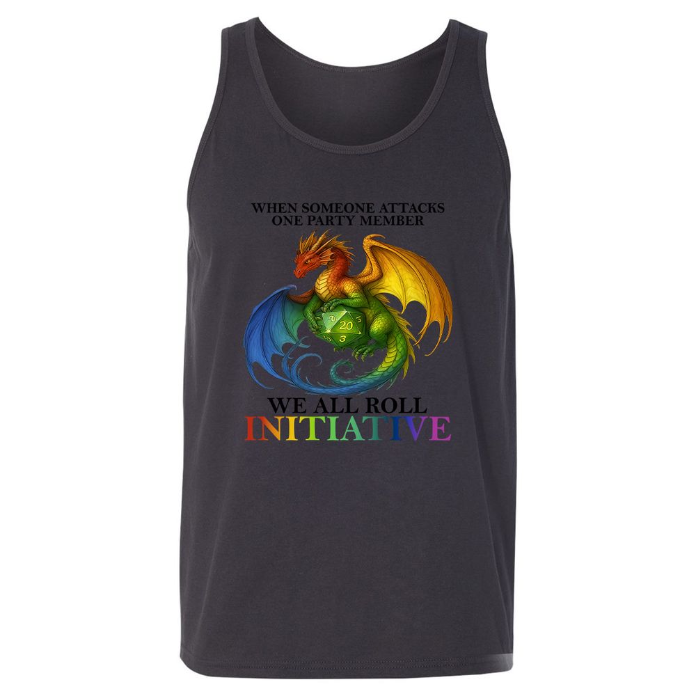Dragon We All Roll For Initiative Unisex Jersey Tank - Dark Grey - 7