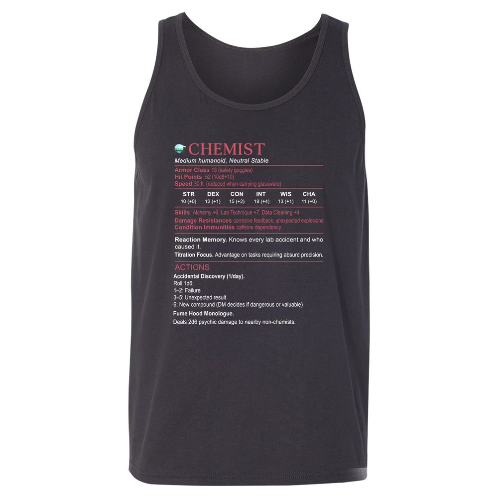 Chemist Stats Unisex Jersey Tank - Dark Grey - 7