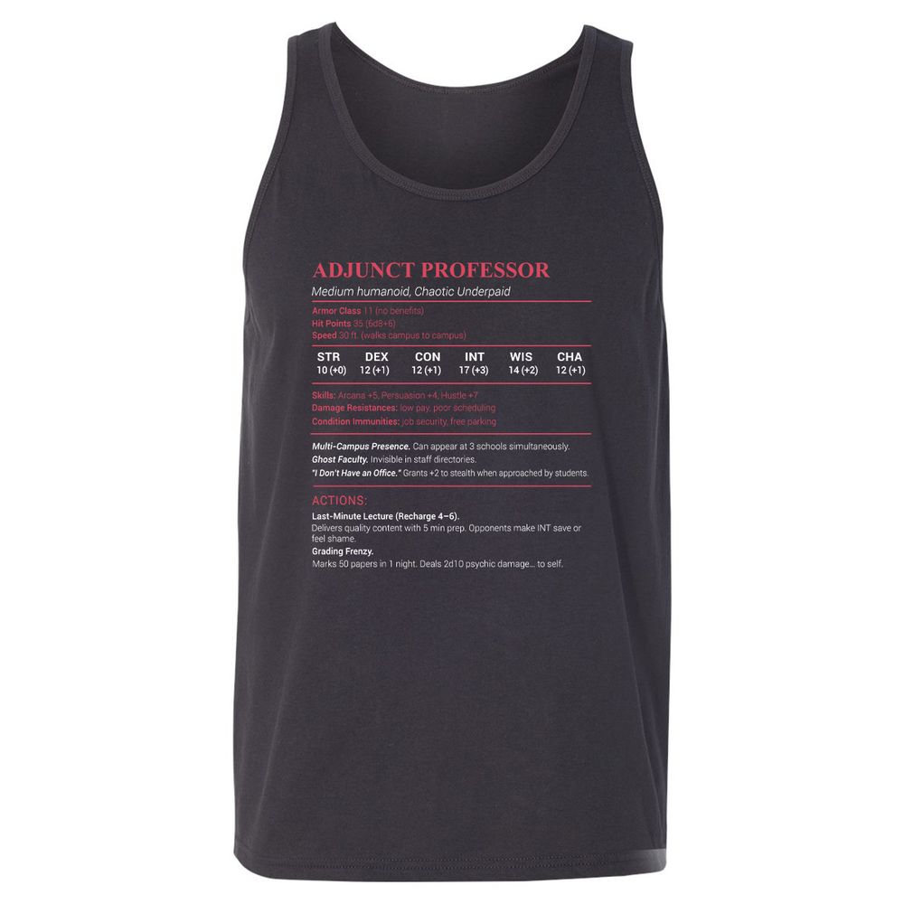 Adjunct Professor Stats Unisex Jersey Tank - Dark Grey - 7