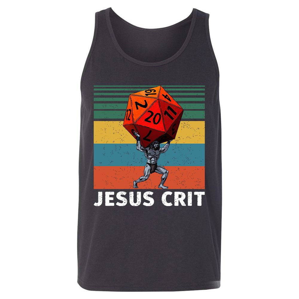Jesus Crit Unisex Jersey Tank - Dark Grey - 7