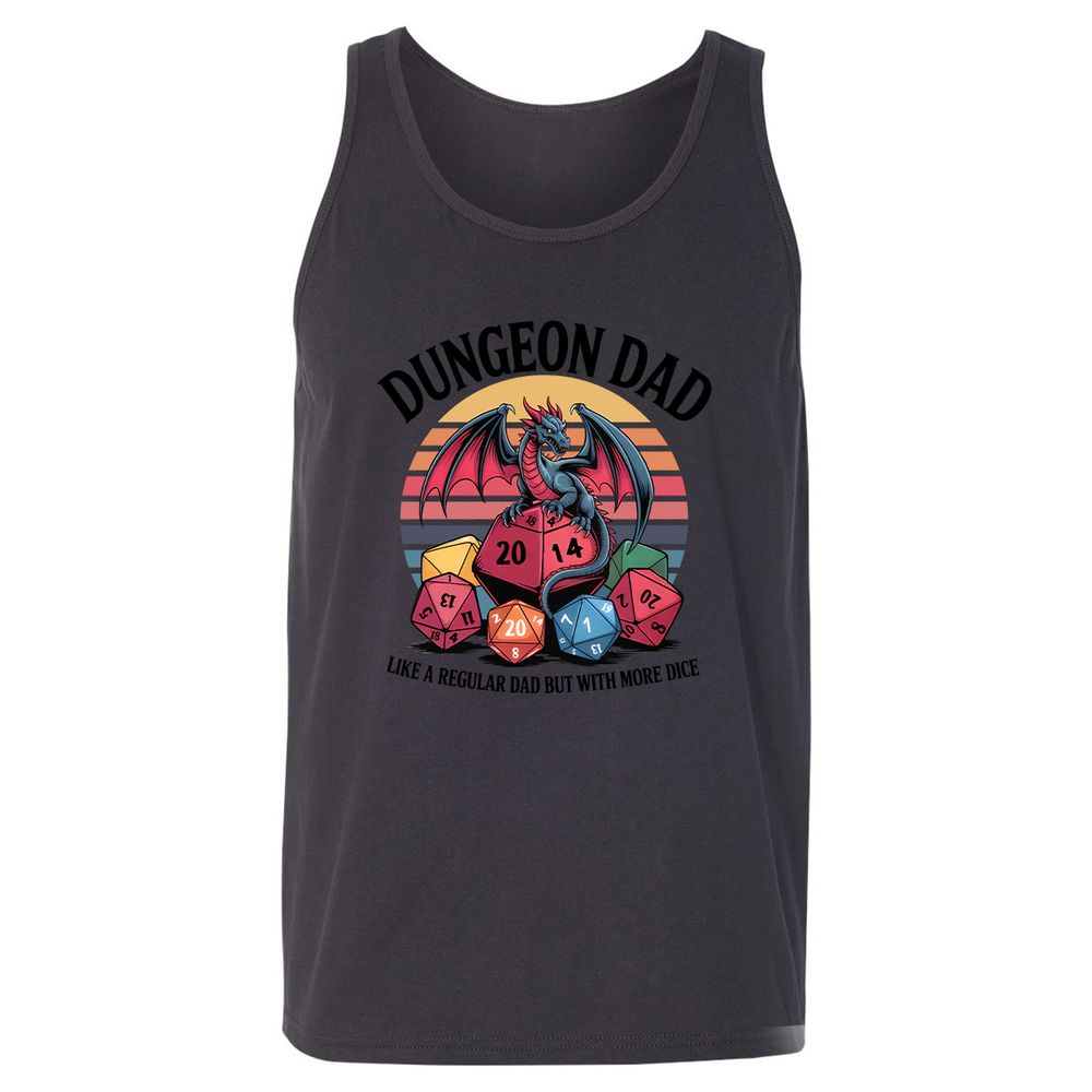 Dungeon Dad With More Dice Unisex Jersey Tank - Dark Grey - 7