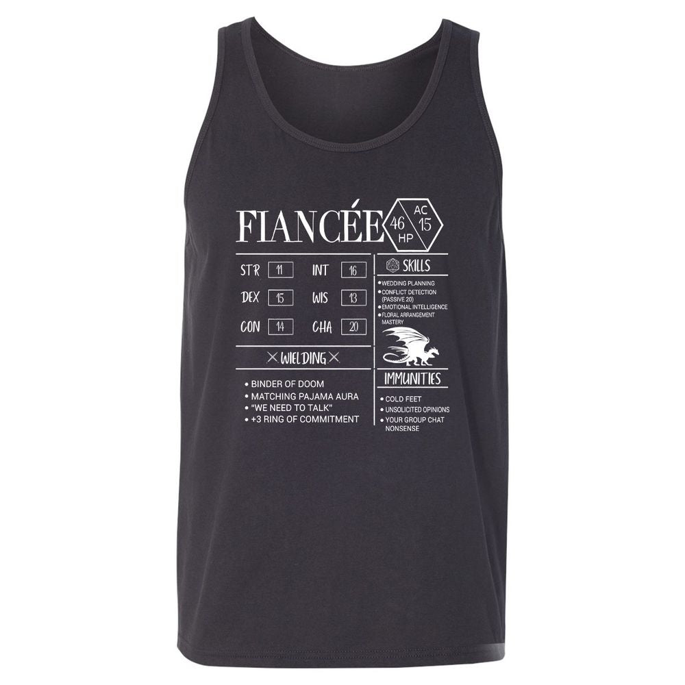 Fiancee Stats Unisex Jersey Tank - Dark Grey - 7