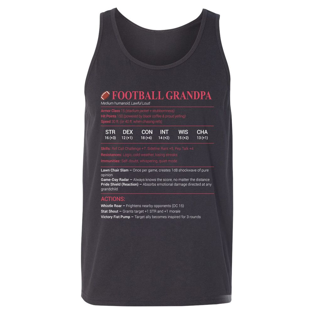 Football Grandpa Unisex Jersey Tank - Dark Grey - 7
