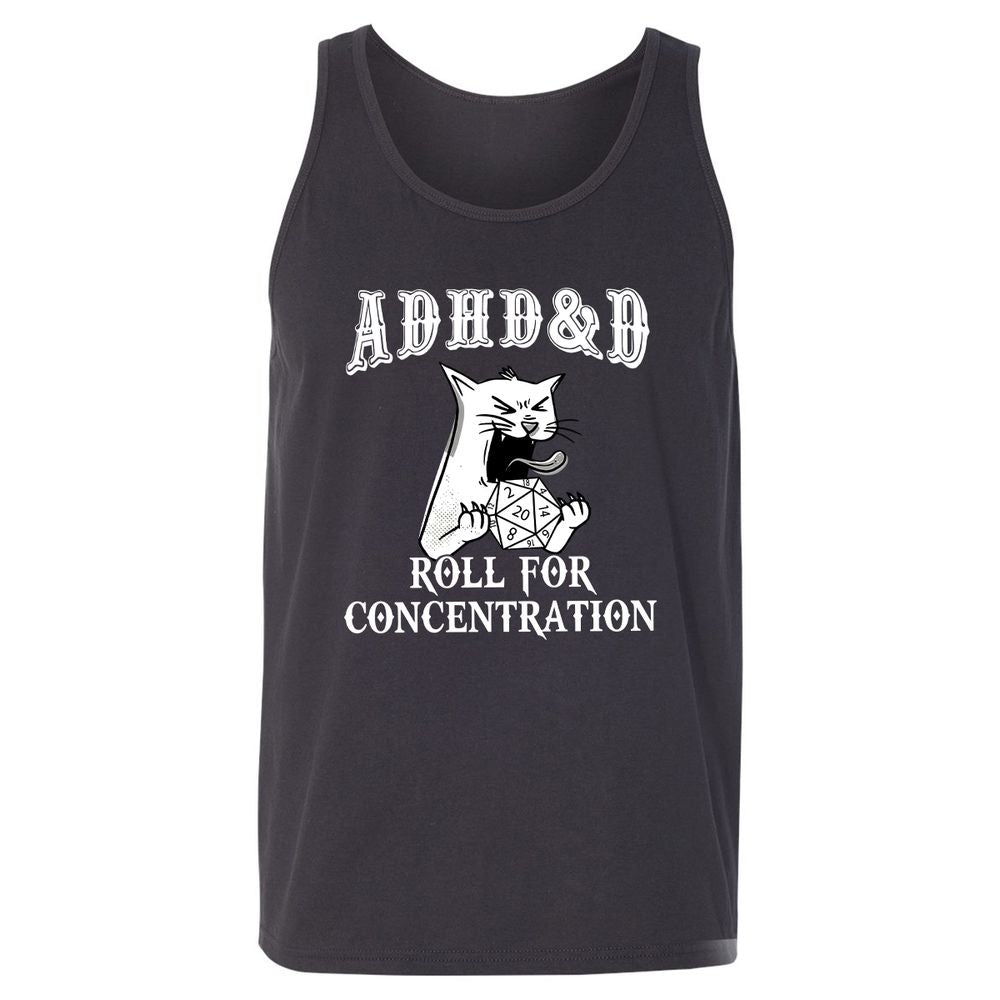 Cat ADHD&D Roll For Concentration Unisex Jersey Tank - Dark Grey - 7