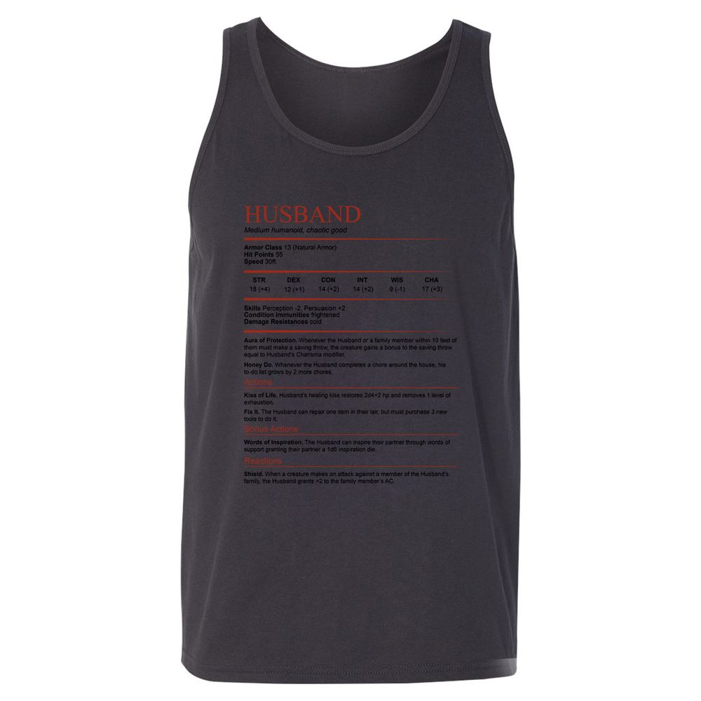 Husband White Unisex Jersey Tank - Dark Grey - 7