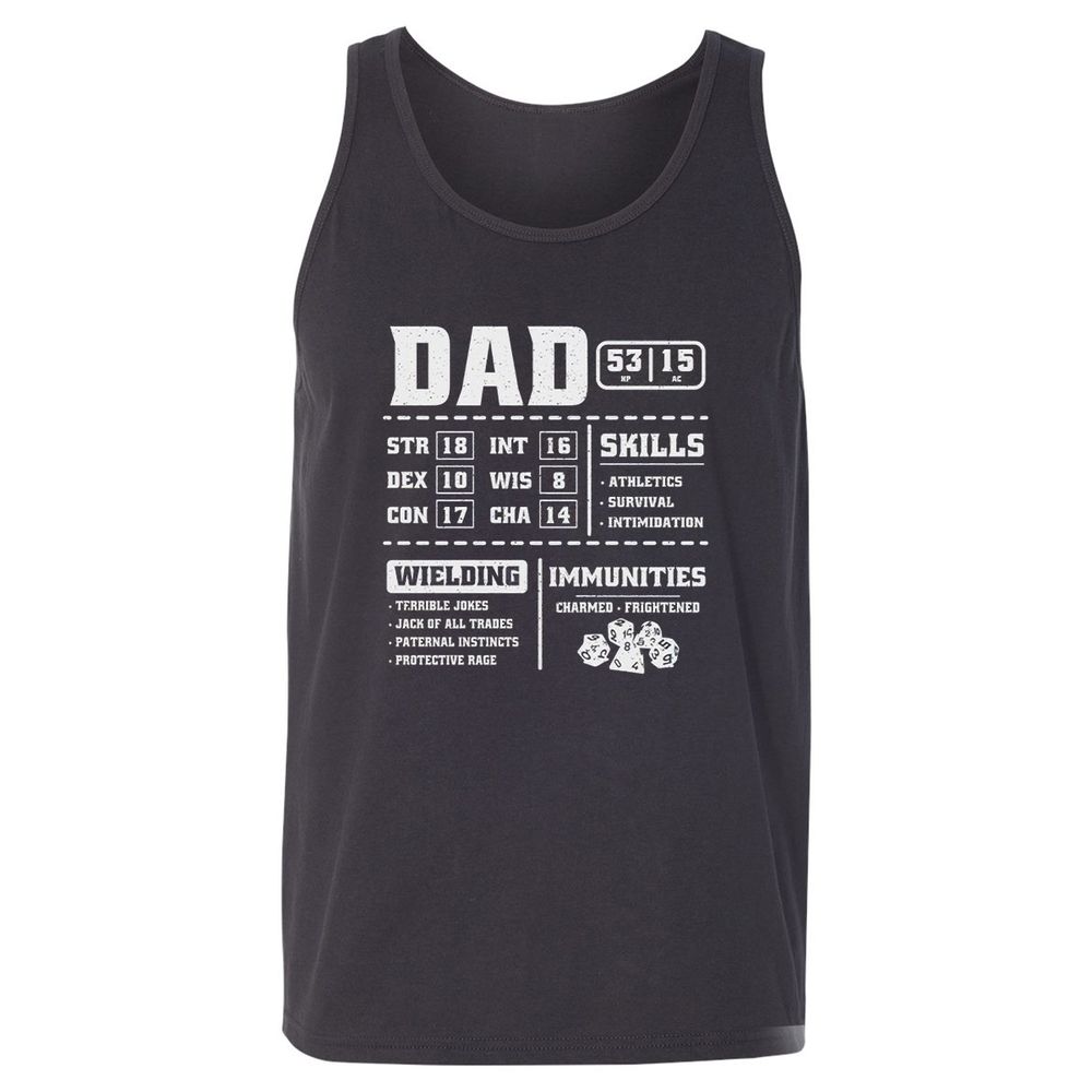 Dad Stat Block 2 Unisex Jersey Tank - Dark Grey - 7