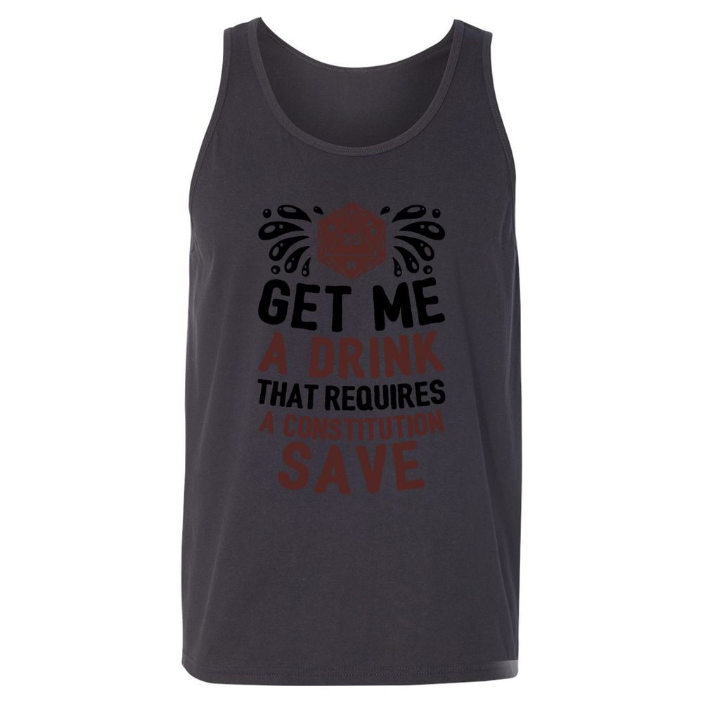 Get Me A Drink Unisex Jersey Tank - Dark Grey - 7