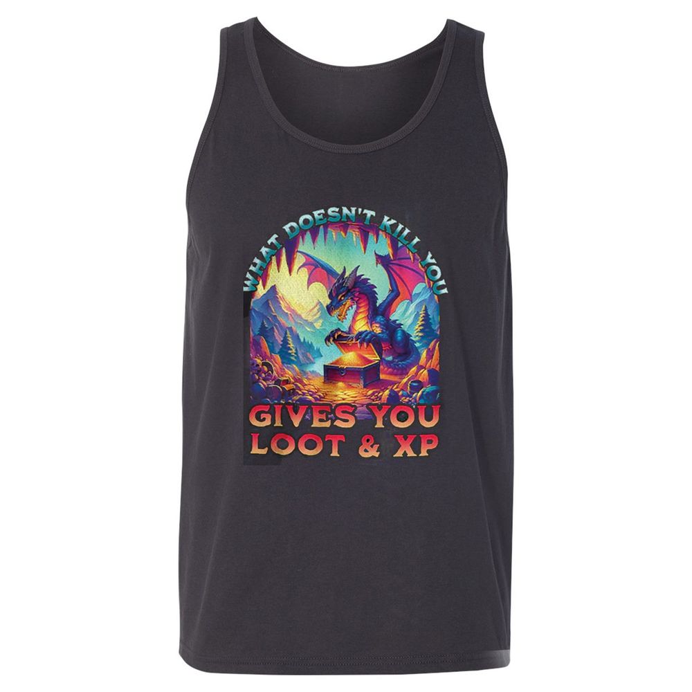 What Doesn't Kill You Give You Loot & XP Unisex Jersey Tank - Dark Grey - 7